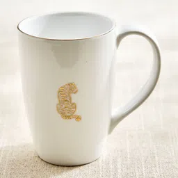 Home Centre Monara White & Gold-Toned Tiger Printed Porcelain Easy To Clean Mug 310ml-image-59