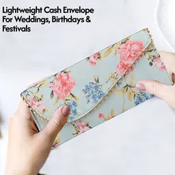 Kuber Industries Set of 6 Floral Printed Silk Shagun Envelopes image 3