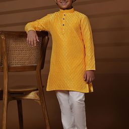 Pro-Ethic STYLE DEVELOPER Boys Paisley Embroidered Regular Pure Cotton Kurta with Pyjamas-picture-41