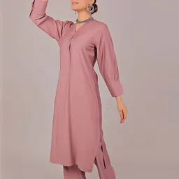 BLUESAANCHI V-Neck Pakistani Style Kurta with Trousers image 5