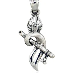 Azita 925 Sterling Silver Krishna Bansuri and mor pankh Pendant-picture-27