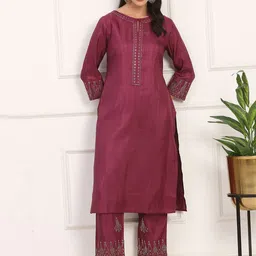 W Women Ethnic Motifs Embellished Regular Beads and Stones Kurta with Trousers-picture-37