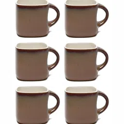 Myntra Elegant Homes Brown & White Solid Ceramic Glossy Cups Set of Cups and Mugs image 4