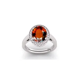 Pranjal Gems Unisex 13.25 Ratti Gomed And Hessonite Studded Finger Ring image 1