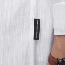 French Connection Men Vertical Striped Regular Fit Cotton Linen Casual Shirt image 2