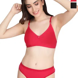 Liigne Pack Of 2 Women Everyday Padded Bra Pure Cotton Lingerie Set-picture-41