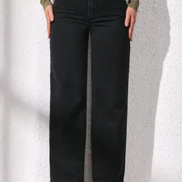 NU CLOTHS Women Comfort Wide Leg High-Rise Stretchable Jeans-image-78