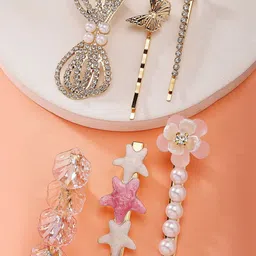 Bohey by KARATCART Women Set of 6 Embellished Alligator Hair Clip-picture-18