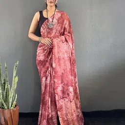 HERE&NOW Tie and Dye Pure Georgette Saree-image-65