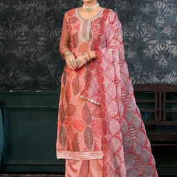 SAINOOR Embroidered Organza Semi-Stitched Dress Material-picture-42