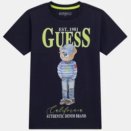 GUESS kids Boys Graphic Printed Round Neck Cotton T-shirt-picture-42