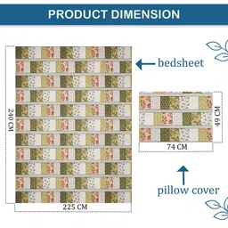 Kuber Industries Green & White Printed 144 TC Cotton King Bedsheet Set 2.40 m x 2.25 m image 3