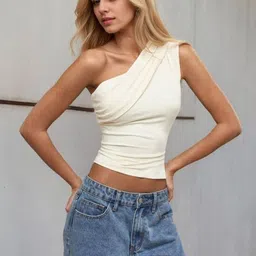 Blooming Tales Women Solid One Shoulder Top-image-35