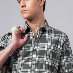 British Club Men Comfort Spread Collar Tartan Checked Cotton Slim Fit Casual Shirt-picture-23