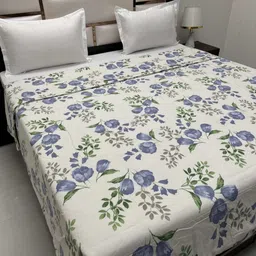 Pure Decor White & Blue Floral AC Room 210 GSM Double Bed Comforter-image-78