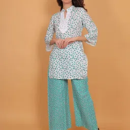 Women Floral Printed Cotton Kurta with Palazzos-image-76