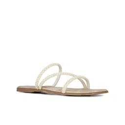 Inc 5 Women Striped Party Open Toe Flats-image-26