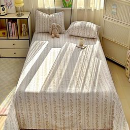 JC HOME Off White & Brown Floral 140 TC Double Queen Bedsheet Set -2 m x 2.30 m-picture-39