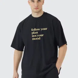 Stitchmeashirt Typography Printed Drop-Shoulder Sleeves Activchill Pure Cotton T-shirt-picture-22