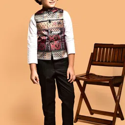 PRINTCULTR Boys Printed Satin Nehru Jackets image 5
