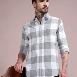 RIGS AND RAGS Men Classic Windowpane Checks Checked Casual Shirt image 4