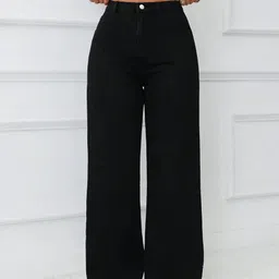 denim look Women Flared High Rise Black Jeans-picture-28