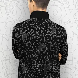 tripr Men Printed Collared Neck Black Sweater image 2