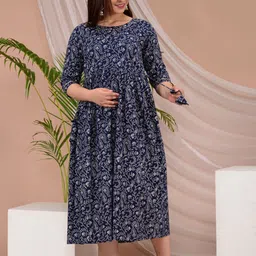 RANGEELO JAIPUR Women Floral Printed Maternity Anarkali Kurta image 3