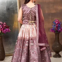 Muhuratam Girls Printed Ready to Wear Lehenga & Blouse With Dupatta image 3