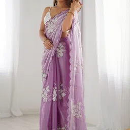 KALINI Floral Sequinned Pure Chiffon Heavy Work Saree-picture-10