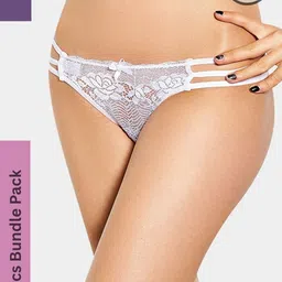 MYZA Women Pack Of 2 Microfiber Lace Mid-Rise Thongs-picture-26