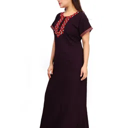 NIGHTFAB Women Embroidered Round Neck Maxi Nightdress image 2