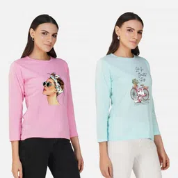 Metronaut Women 2 Printed Bio Finish Pockets T-shirt image 3