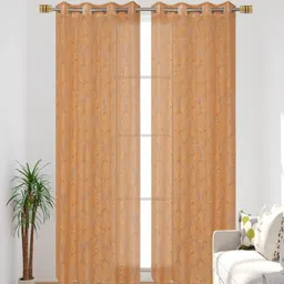 Aura Gold-Toned 2 Pieces Self Design Sheer Door Curtains image 4