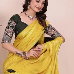 K 5 Fashion Woven Design Zari Poly Georgette Saree image 5