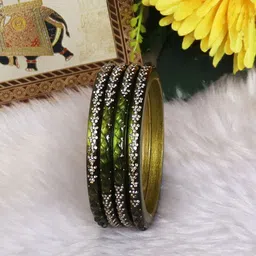 TAJ BRIDAL STORE Set Of 4 Kundan Stone Studded Bangles-picture-14