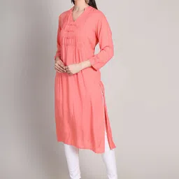 DELIS Pleated Mandarin Collar A-Line Kurta image 2