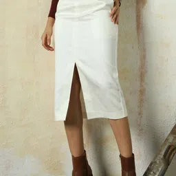 High Star Women Front Slit Pencil Midi Skirts-image-88