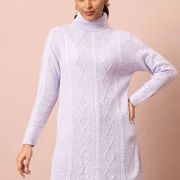 Chemistry Women Self Design High Neck Woollen Pullover-image-4