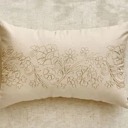 Home Centre Beige & Gold-Toned Embroidered Rectangle Cushion Covers-image-98