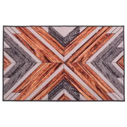 MODEFE Grey Melange Geometric Anti-Skid Nylon Carpet image 4