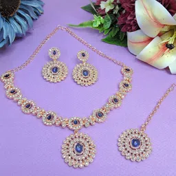 VATSALYA creation Rose Gold-Plated Artificial Stones Alloy Jewellery Set-picture-12