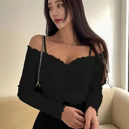 CORSICA Off-Shoulder Cold-Shoulder Tank Crop Top-picture-17