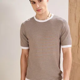 MASCLN SASSAFRAS Striped Lose-Knit T-Shirt-picture-0