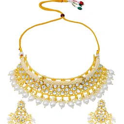 Shining Jewel - By Shivansh Gold-Plated Cubic Zirconia Studded & Beaded Jewellery Set image 1