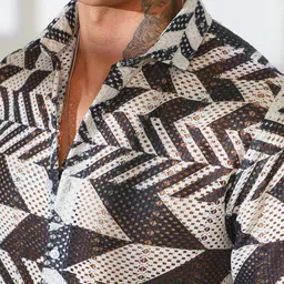 Campus Sutra Comfort Abstract Printed Spread Collar Casual Cotton Shirt image 2