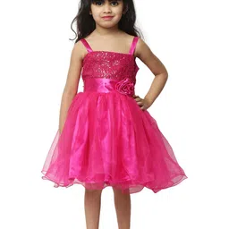 Shahina Fashion Girls Embellished Shoulder Straps Corsage Detail Fit and Flare Dresses-image-89