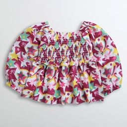 tiny girl Tiny Girls Abstract Printed Puff Sleeve Bardot Top-picture-45