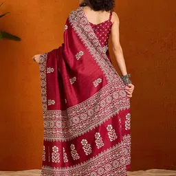 Anouk Rustic Ethnic Motifs Zari Bagru Saree image 3