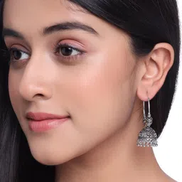 Anouk Silver Plated Oxidised Dome Shaped Jhumkas image 5